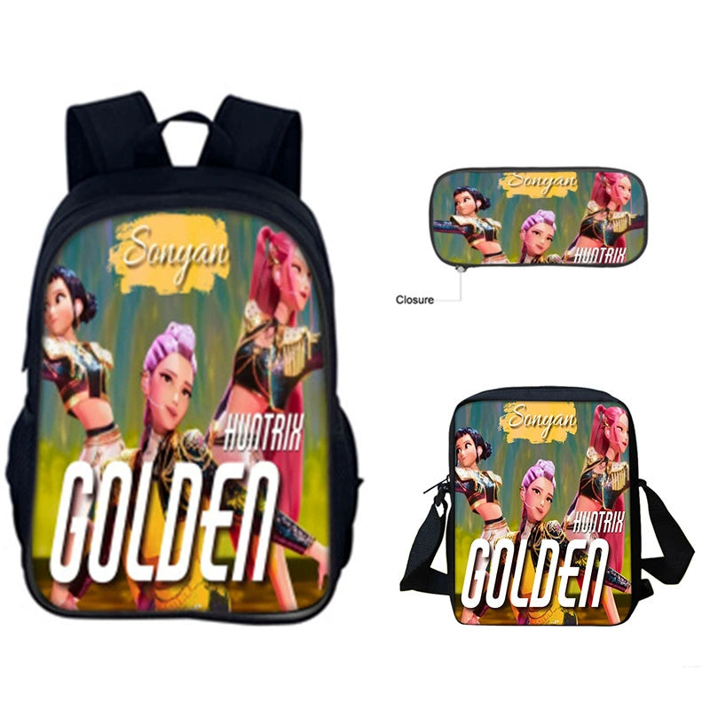 Huntrix Kpop Schoolbag Backpack Lunch Bag Pencil Case 3pcs Set Gift for Kids Students