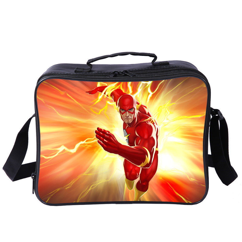 The Flash Superhero PU Leather Portable Lunch Box School Tote Storage Picnic Bag