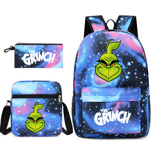 How the Grinch Stole Christmas SchoolBag Backpack Shoulder Bag Book Pencil Bags 3pcs Set
