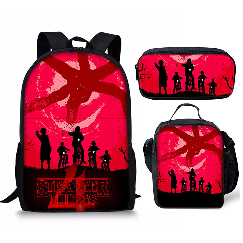 Stranger Things Schoolbag Backpack Lunch Bag Pencil Case 3pcs Set Gift for Kids Students