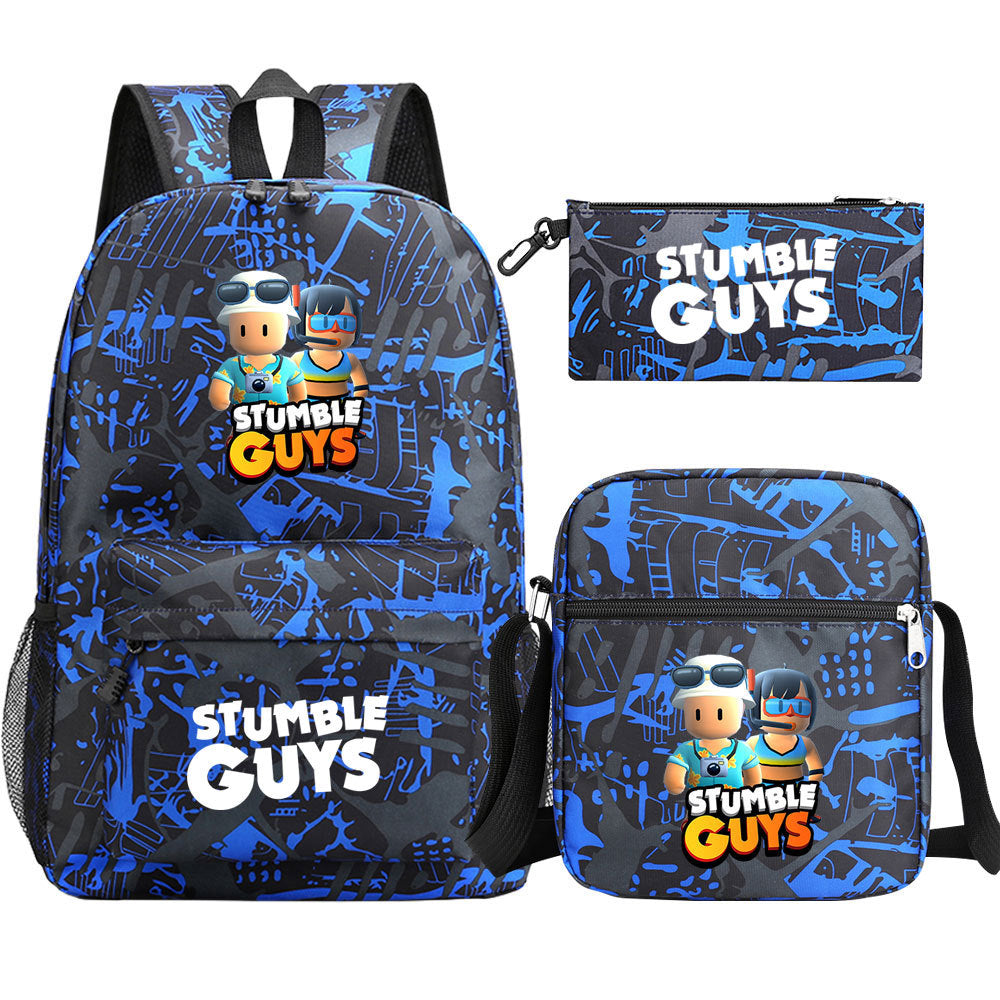 Stumble Guys SchoolBag Backpack Shoulder Bag Book Pencil Bags  3pcs Set