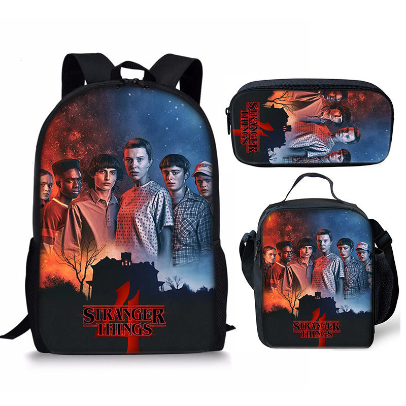Stranger Things Schoolbag Backpack Lunch Bag Pencil Case 3pcs Set Gift for Kids Students