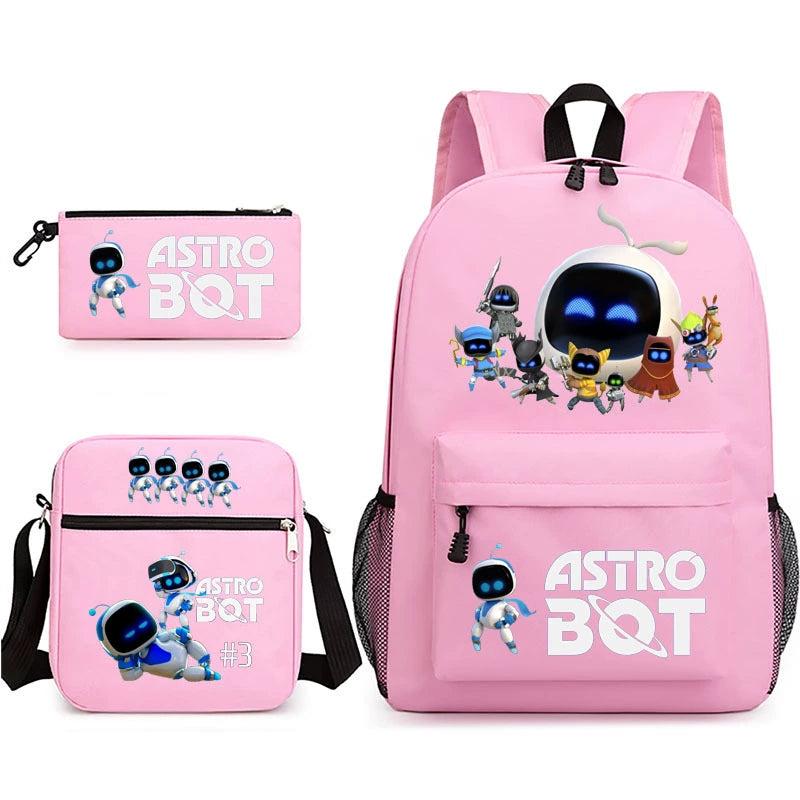 Astro Bot SchoolBag Backpack Shoulder Bag Book Pencil Bags 3pcs Set