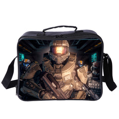 Halo Infinite PU Leather Portable Lunch Box School Tote Storage Picnic Bag