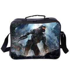 Halo Infinite PU Leather Portable Lunch Box School Tote Storage Picnic Bag