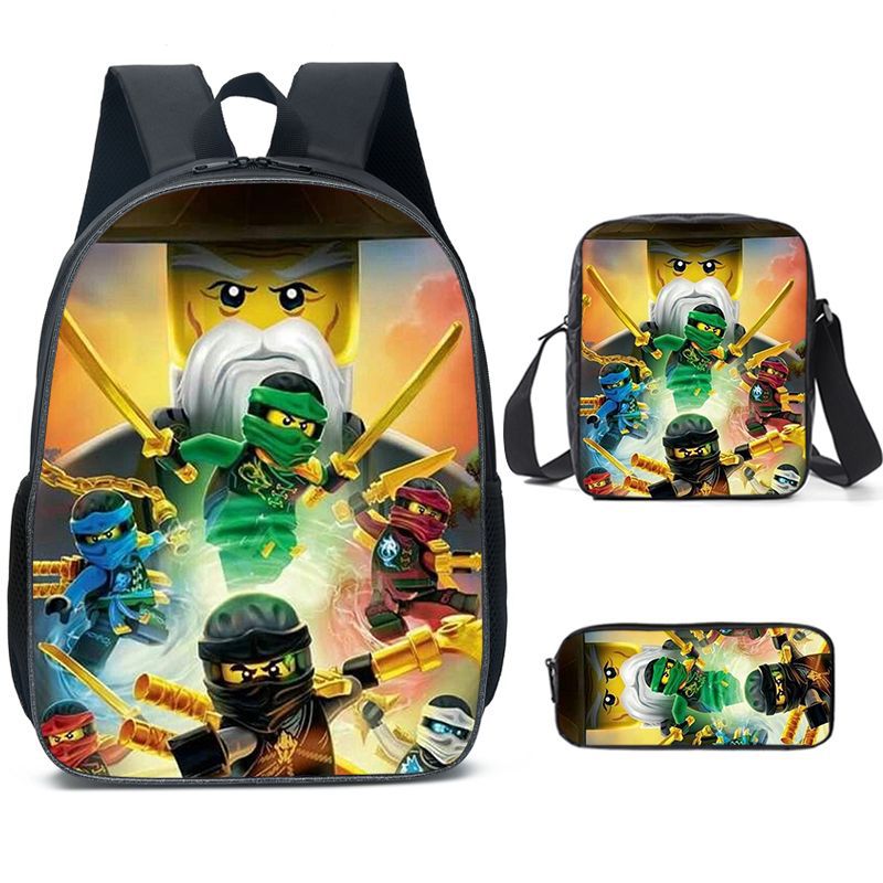 Ninjago Schoolbag Backpack Lunch Bag Pencil Case 3pcs Set Gift for Kids Students