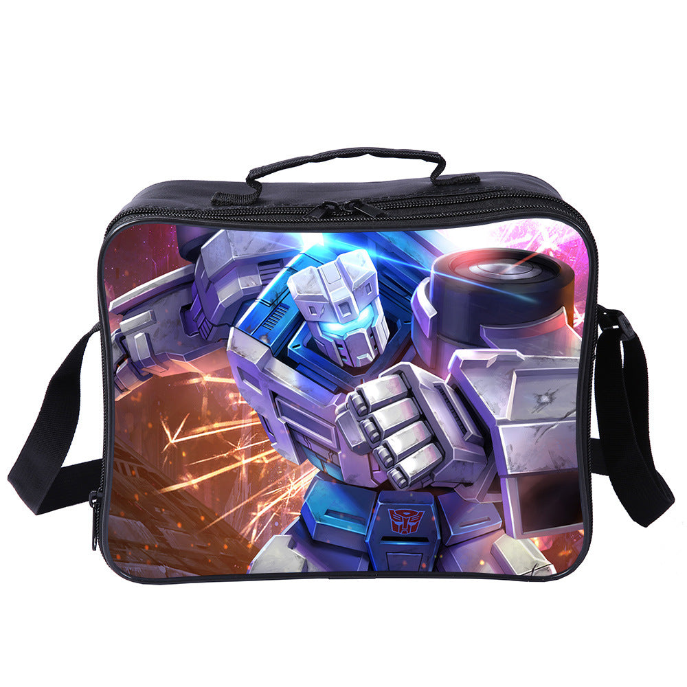 Transformers Optimus Prime PU Leather Portable Lunch Box School Tote Storage Picnic Bag