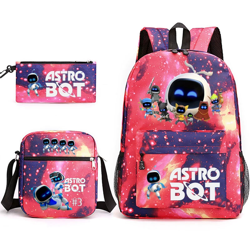 Astro Bot SchoolBag Backpack Shoulder Bag Book Pencil Bags 3pcs Set