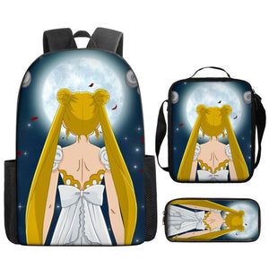 Sailor Moon Schoolbag Backpack Lunch Bag Pencil Case 3pcs Set Gift for Kids Students