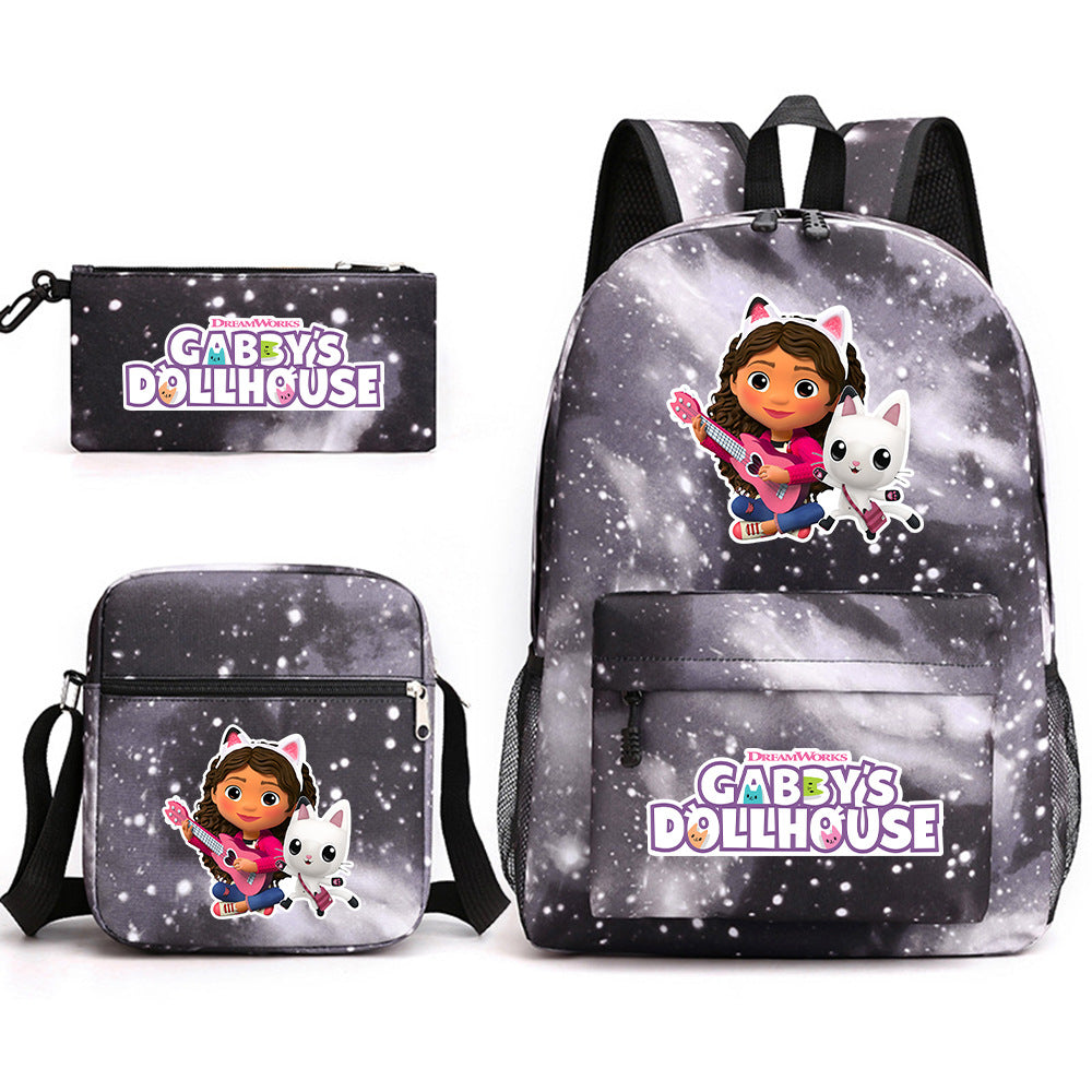 Gabby's Dollhouse SchoolBag Backpack Shoulder Bag Book Pencil Bags 3pcs Set
