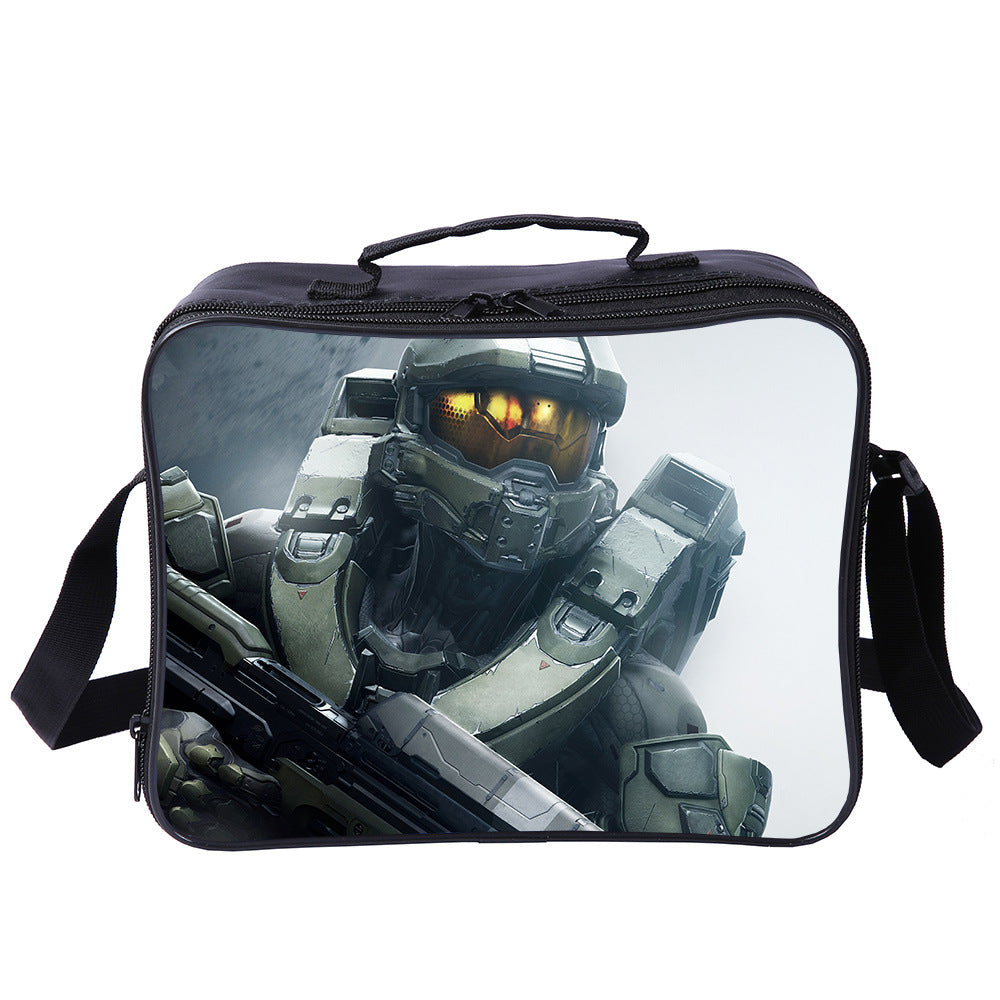 Halo Infinite PU Leather Portable Lunch Box School Tote Storage Picnic Bag