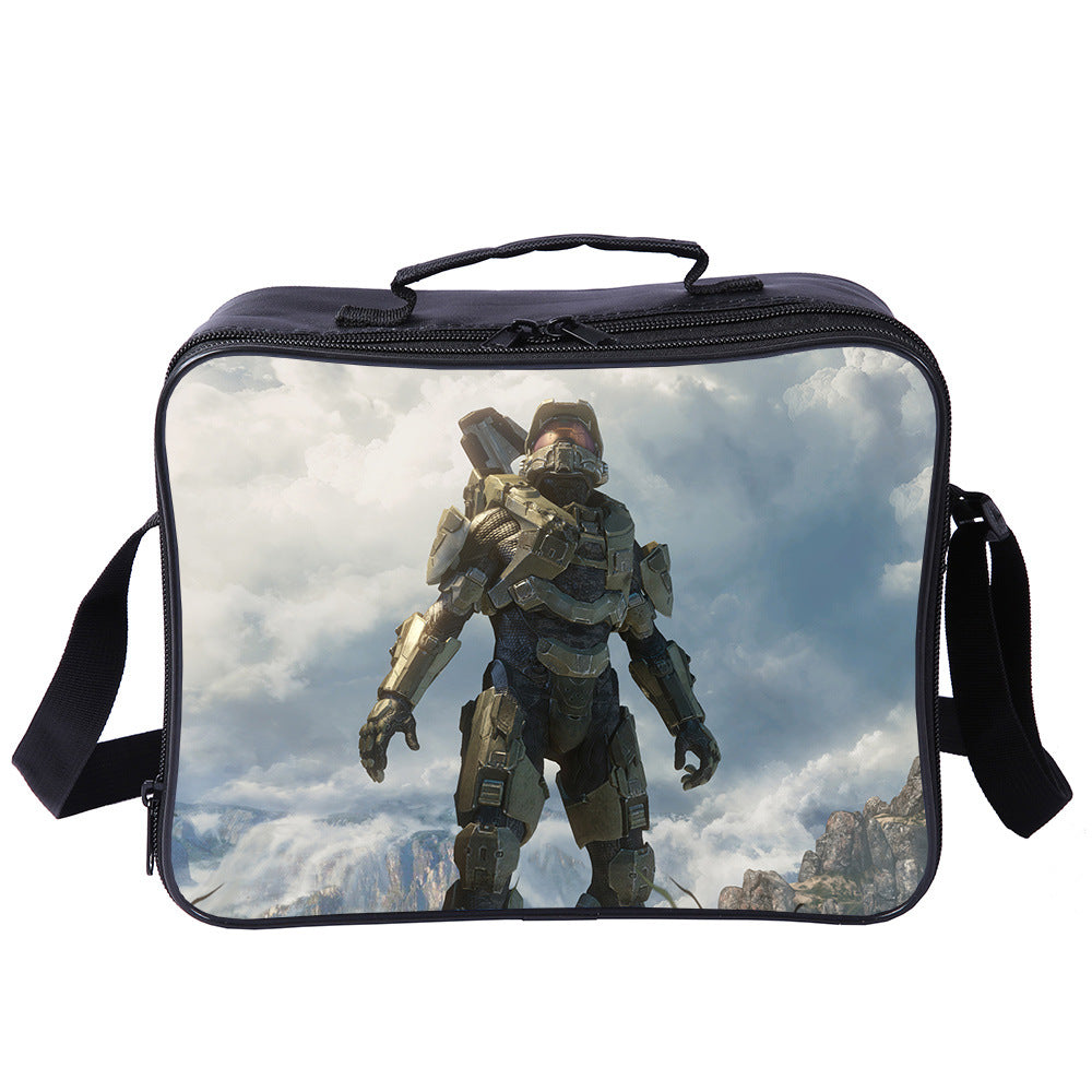 Halo Infinite PU Leather Portable Lunch Box School Tote Storage Picnic Bag
