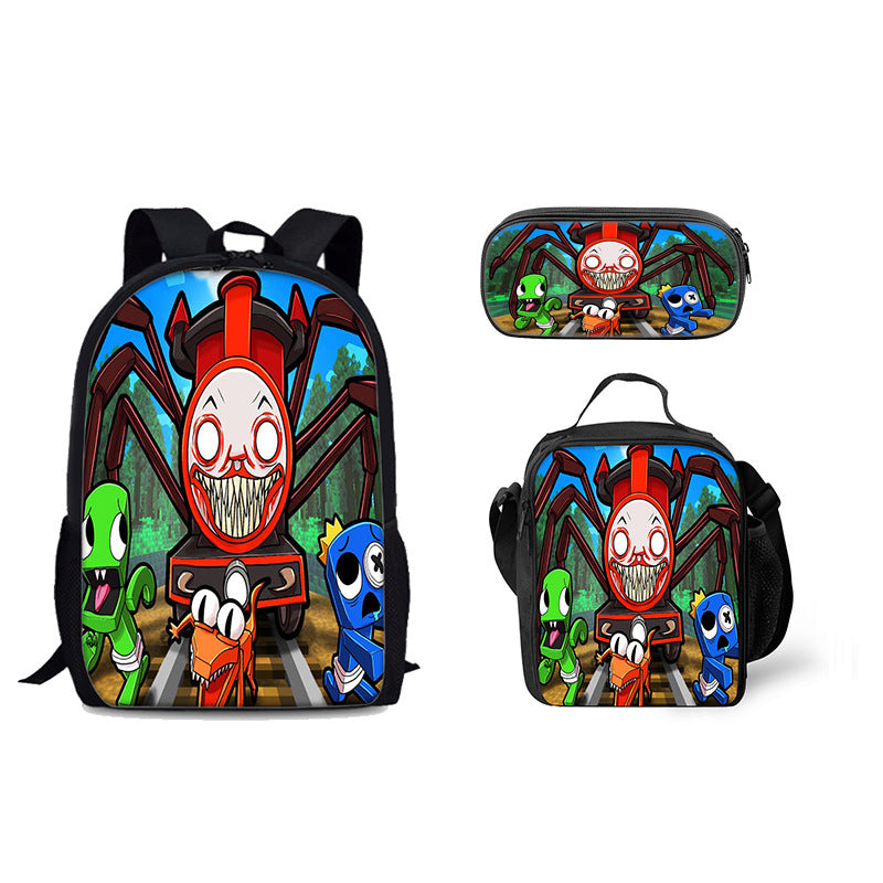 Choo Choo Charles School Bag Backpack Lunch Bag Pencil Case 3pcs Set Gift for Kids Students