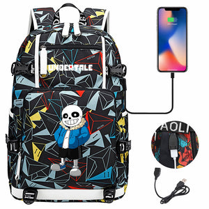 Undertale Sans USB Charging Backpack School NoteBook Laptop Travel Bags