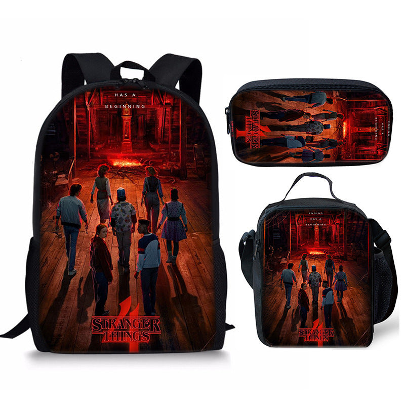 Stranger Things Schoolbag Backpack Lunch Bag Pencil Case 3pcs Set Gift for Kids Students