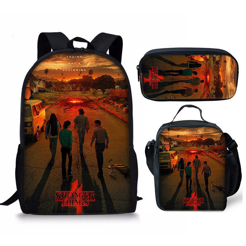 Stranger Things Schoolbag Backpack Lunch Bag Pencil Case 3pcs Set Gift for Kids Students