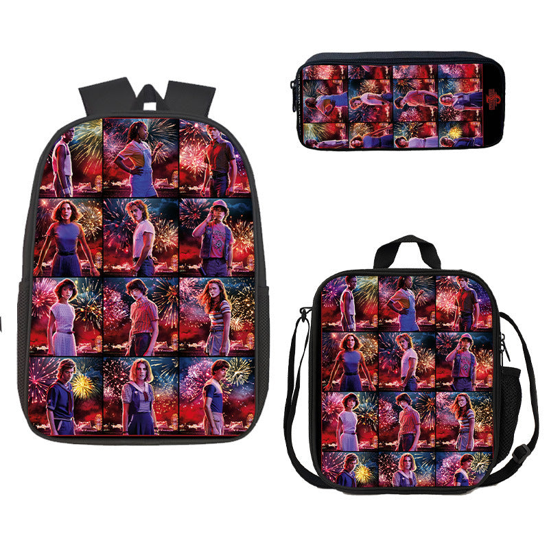 Stranger Things Schoolbag Backpack Lunch Bag Pencil Case 3pcs Set Gift for Kids Students