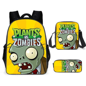 Plants vs. Zombies Schoolbag Backpack Lunch Bag Pencil Case 3pcs Set Gift for Kids Students
