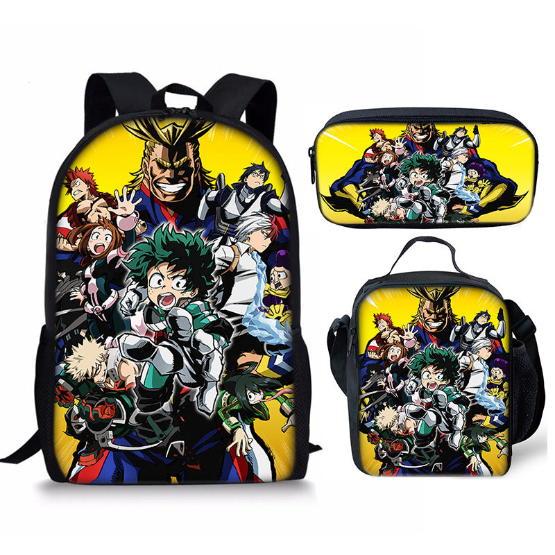 My Hero Academia Schoolbag Backpack Lunch Bag Pencil Case 3pcs Set Gift for Kids Students