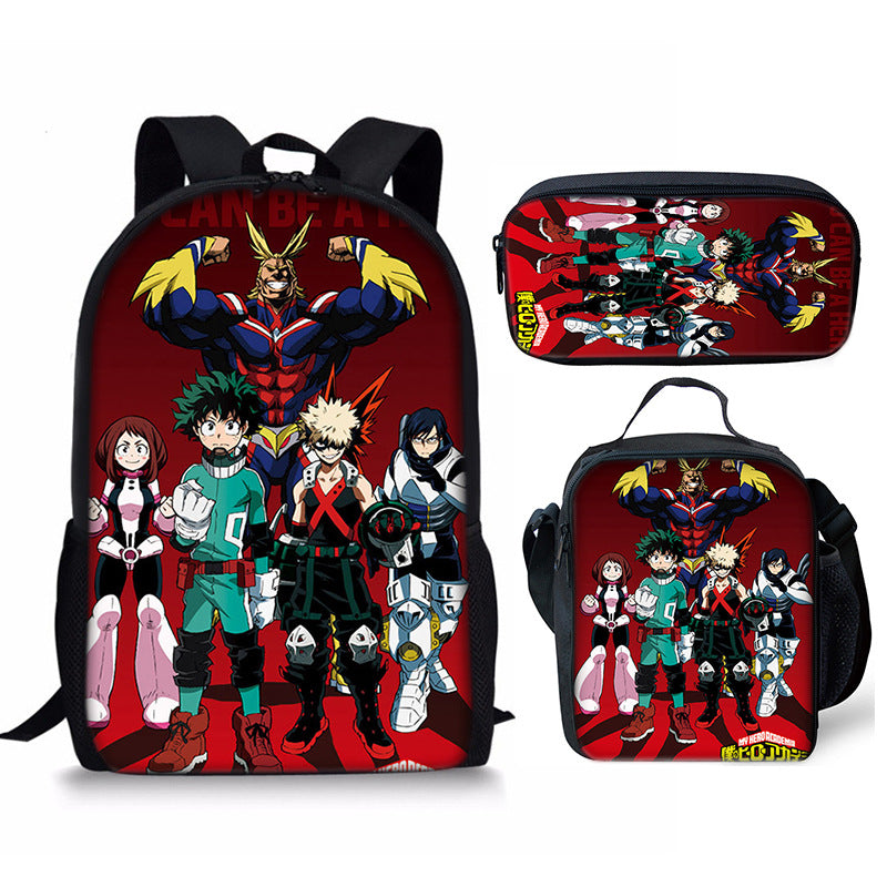 My Hero Academia Schoolbag Backpack Lunch Bag Pencil Case 3pcs Set Gift for Kids Students