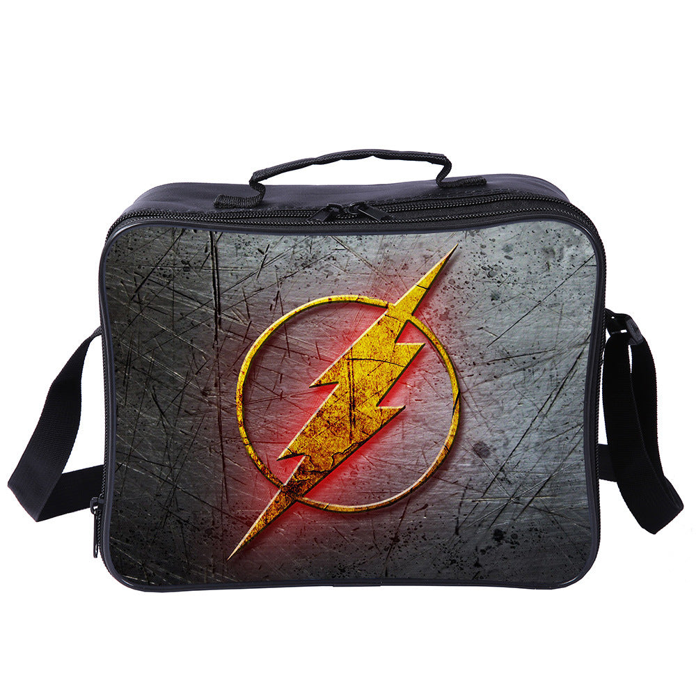 The Flash Superhero PU Leather Portable Lunch Box School Tote Storage Picnic Bag
