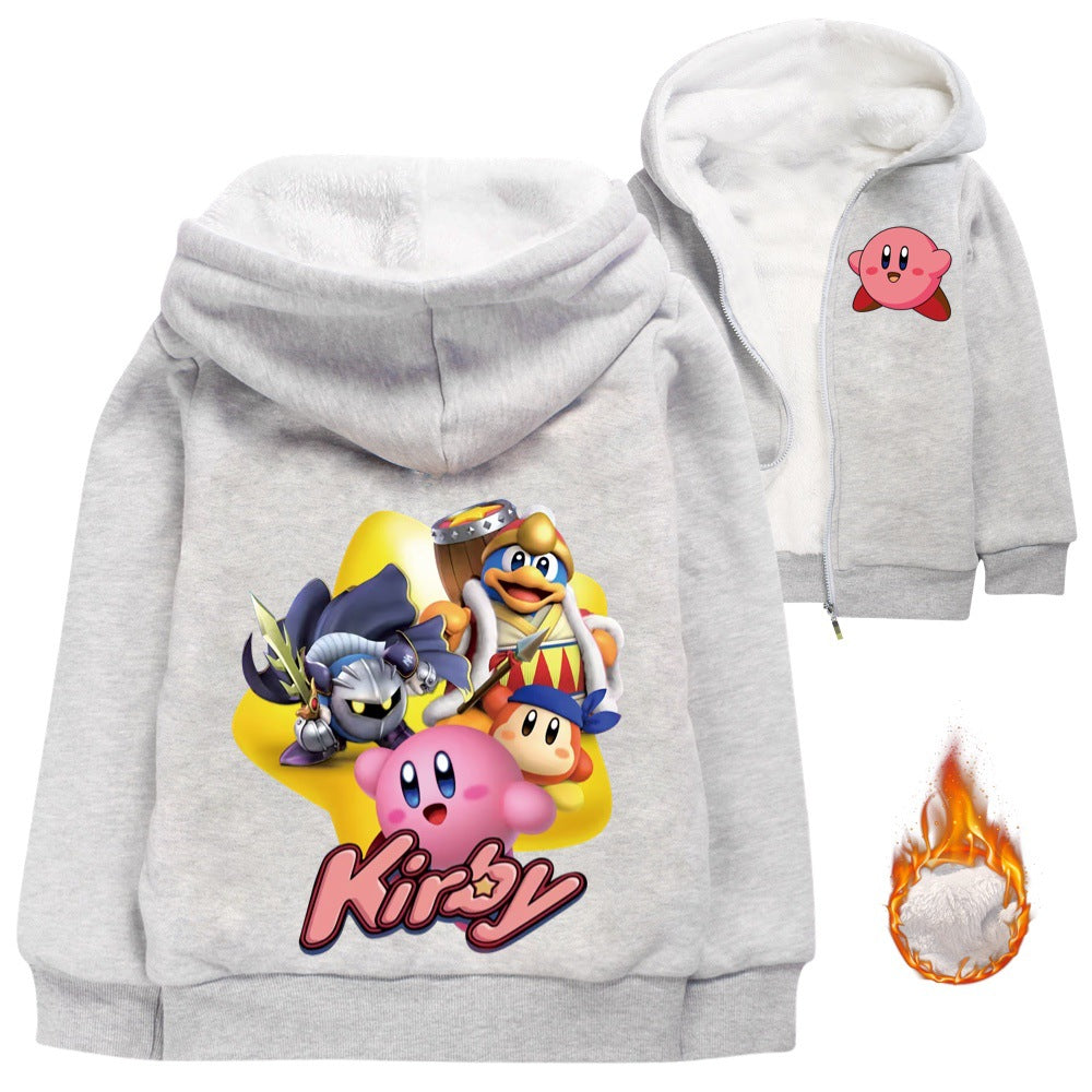 Kirby Pullover Hoodie Sweatshirt Autumn Winter Unisex Sweater Zipper Jacket for Kids Boy Girls