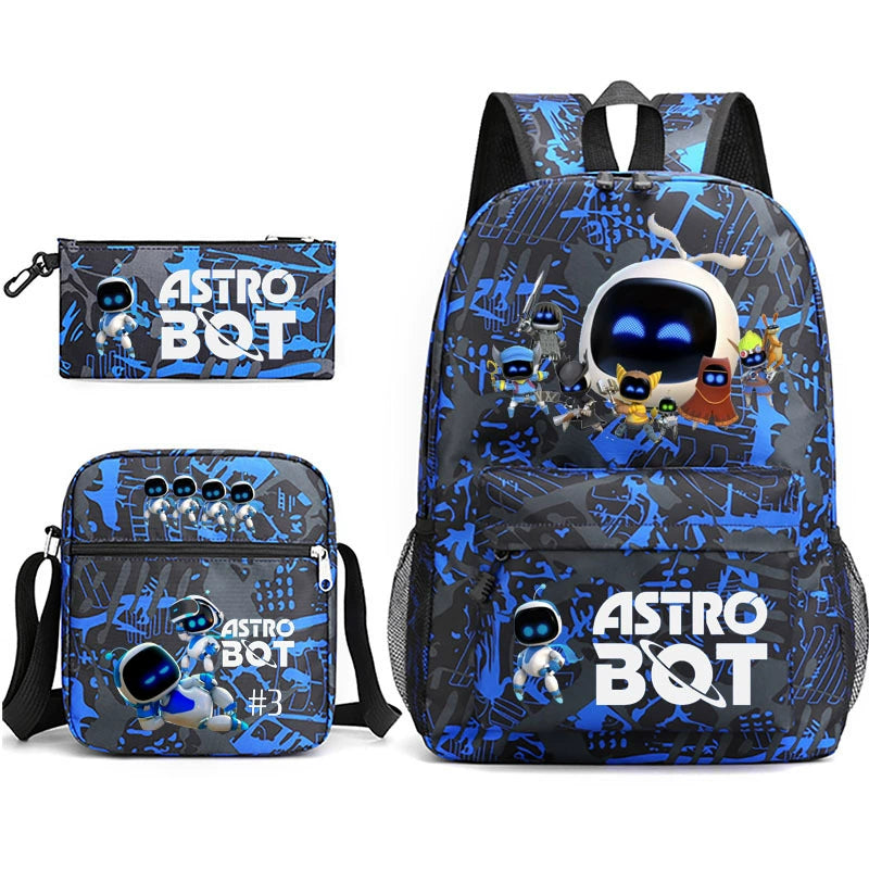 Astro Bot SchoolBag Backpack Shoulder Bag Book Pencil Bags 3pcs Set