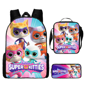 Super Kitties Schoolbag Backpack Lunch Bag Pencil Case 3pcs Set Gift for Kids Students