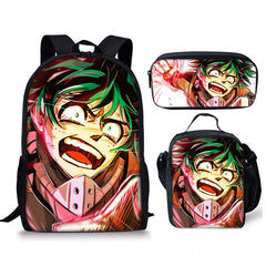 My Hero Academia Schoolbag Backpack Lunch Bag Pencil Case 3pcs Set Gift for Kids Students