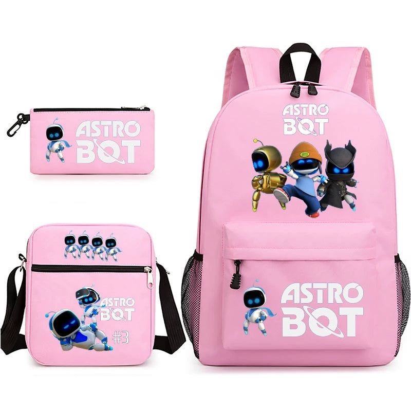 Astro Bot SchoolBag Backpack Shoulder Bag Book Pencil Bags 3pcs Set