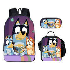 Blue Heeler Bingo Schoolbag Backpack Lunch Bag Pencil Case 3pcs Set Gift for Kids Students