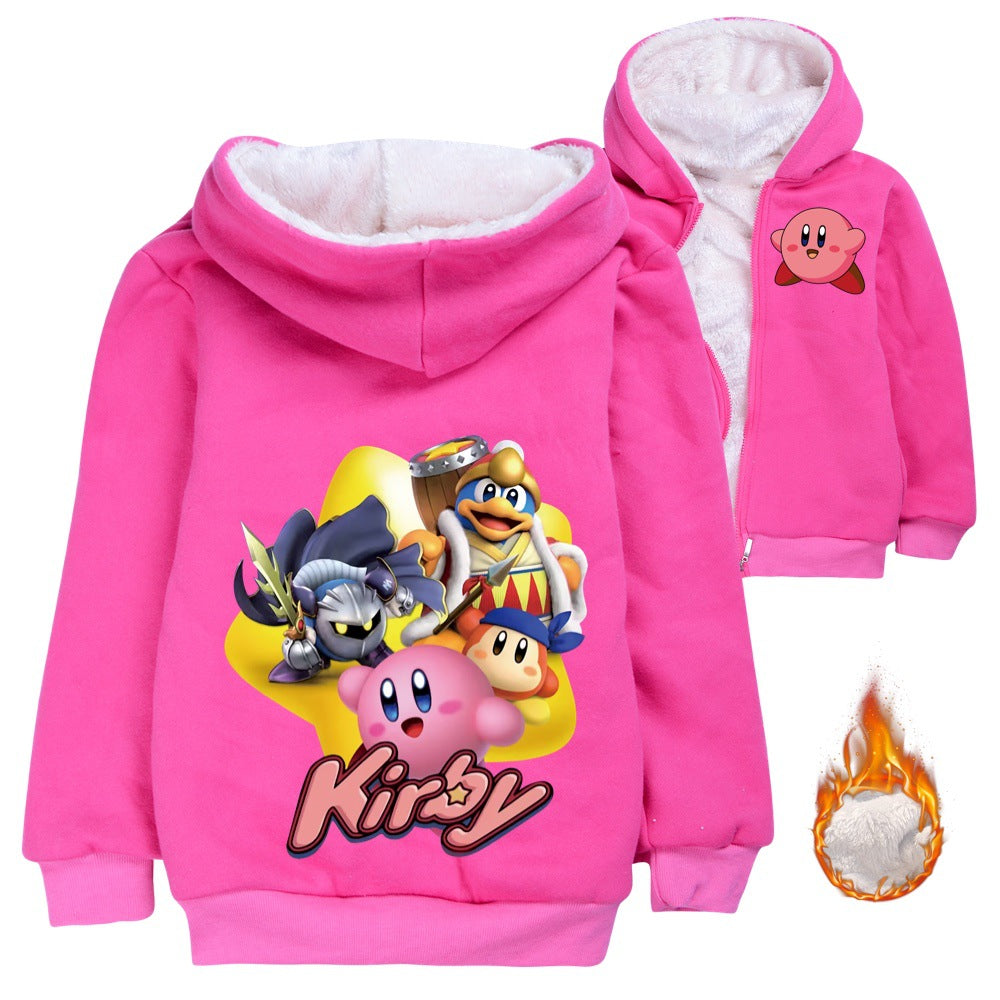 Kirby Pullover Hoodie Sweatshirt Autumn Winter Unisex Sweater Zipper Jacket for Kids Boy Girls