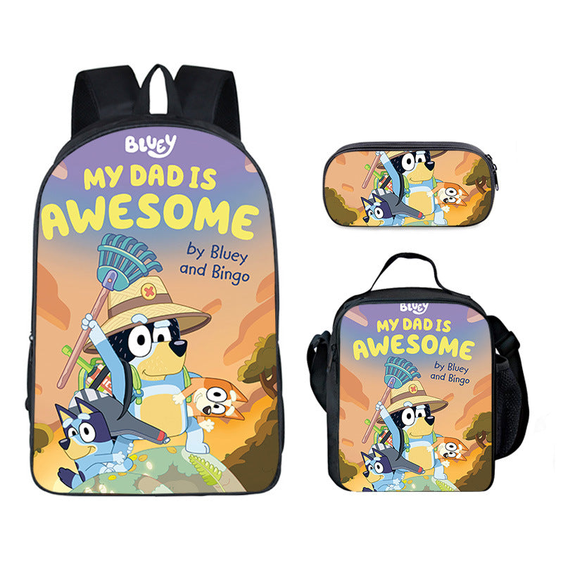 Blue Heeler Bingo Schoolbag Backpack Lunch Bag Pencil Case 3pcs Set Gift for Kids Students