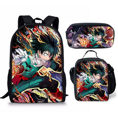 My Hero Academia Schoolbag Backpack Lunch Bag Pencil Case 3pcs Set Gift for Kids Students