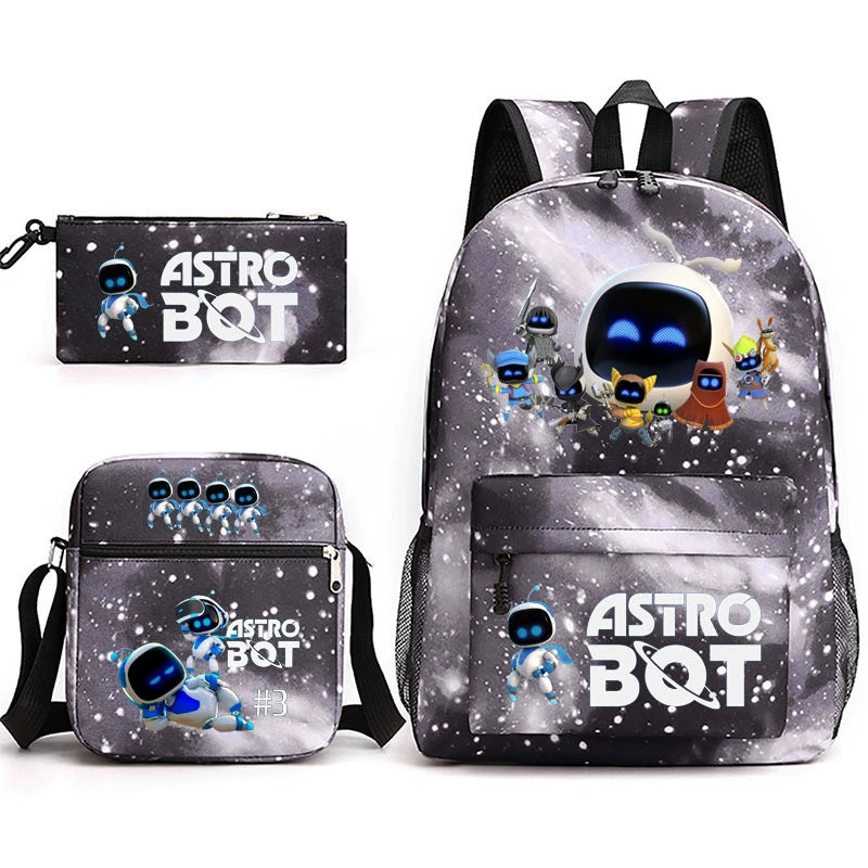 Astro Bot SchoolBag Backpack Shoulder Bag Book Pencil Bags 3pcs Set
