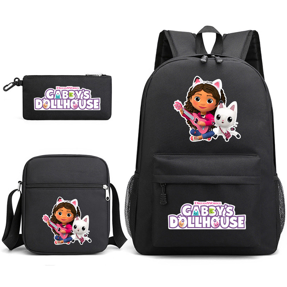 Gabby's Dollhouse SchoolBag Backpack Shoulder Bag Book Pencil Bags 3pcs Set