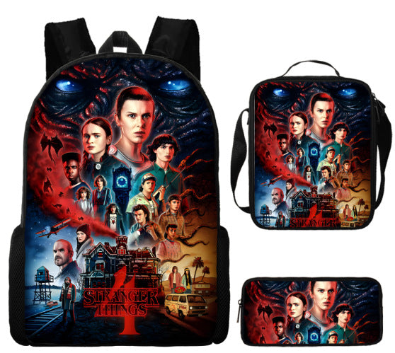 Stranger Things Schoolbag Backpack Lunch Bag Pencil Case 3pcs Set Gift for Kids Students