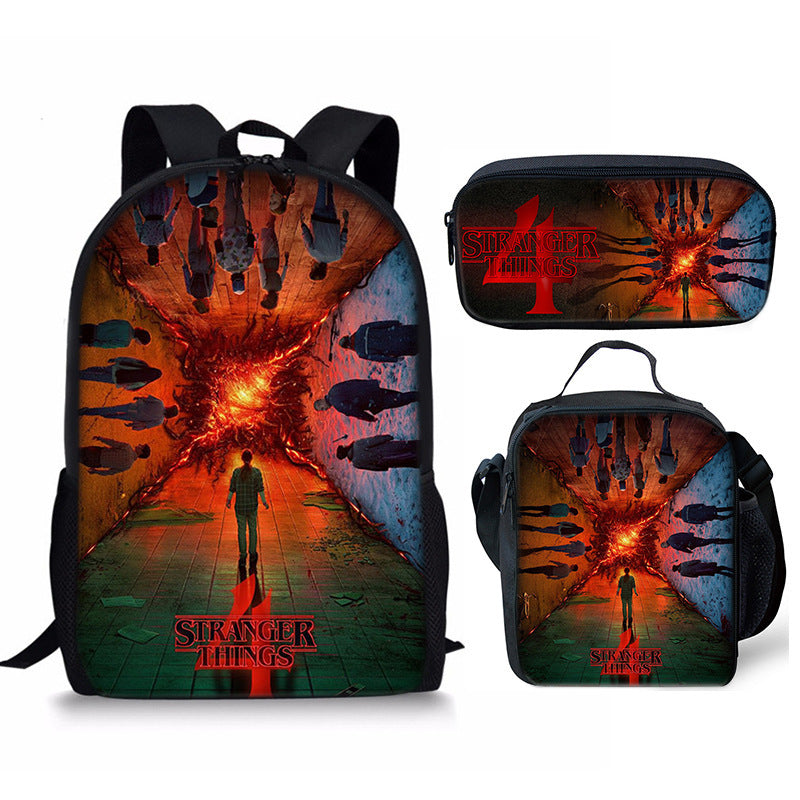 Stranger Things Schoolbag Backpack Lunch Bag Pencil Case 3pcs Set Gift for Kids Students