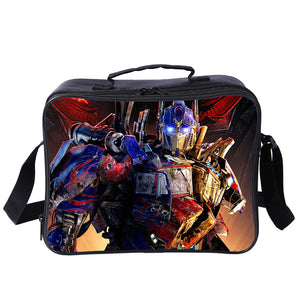 Transformers Optimus Prime PU Leather Portable Lunch Box School Tote Storage Picnic Bag