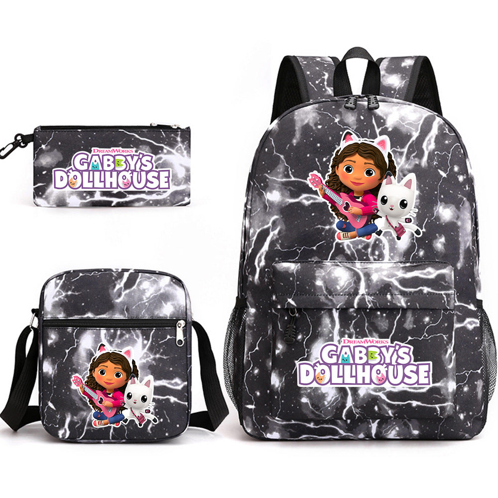 Gabby's Dollhouse SchoolBag Backpack Shoulder Bag Book Pencil Bags 3pcs Set