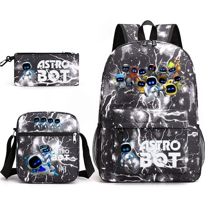 Astro Bot SchoolBag Backpack Shoulder Bag Book Pencil Bags 3pcs Set