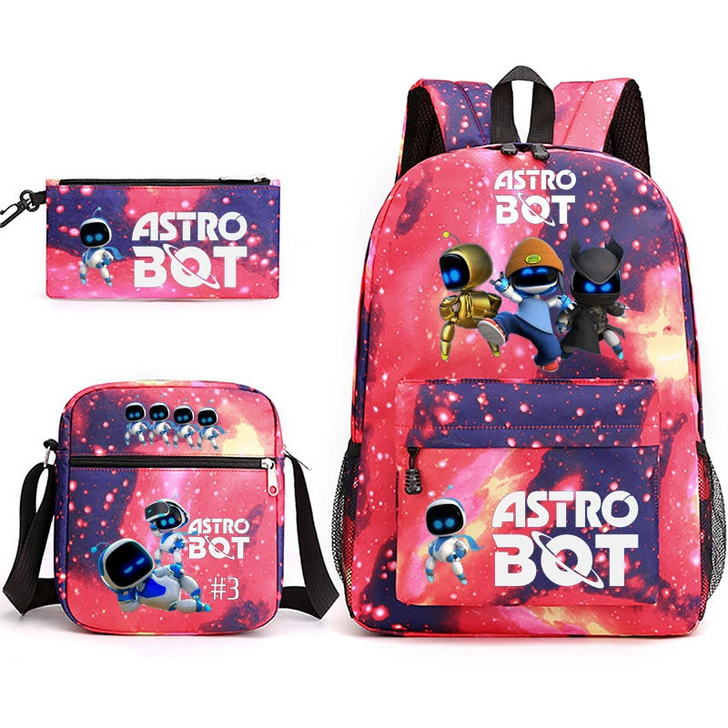 Astro Bot SchoolBag Backpack Shoulder Bag Book Pencil Bags 3pcs Set