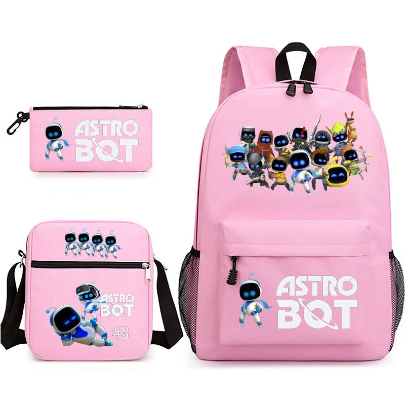 Astro Bot SchoolBag Backpack Shoulder Bag Book Pencil Bags 3pcs Set