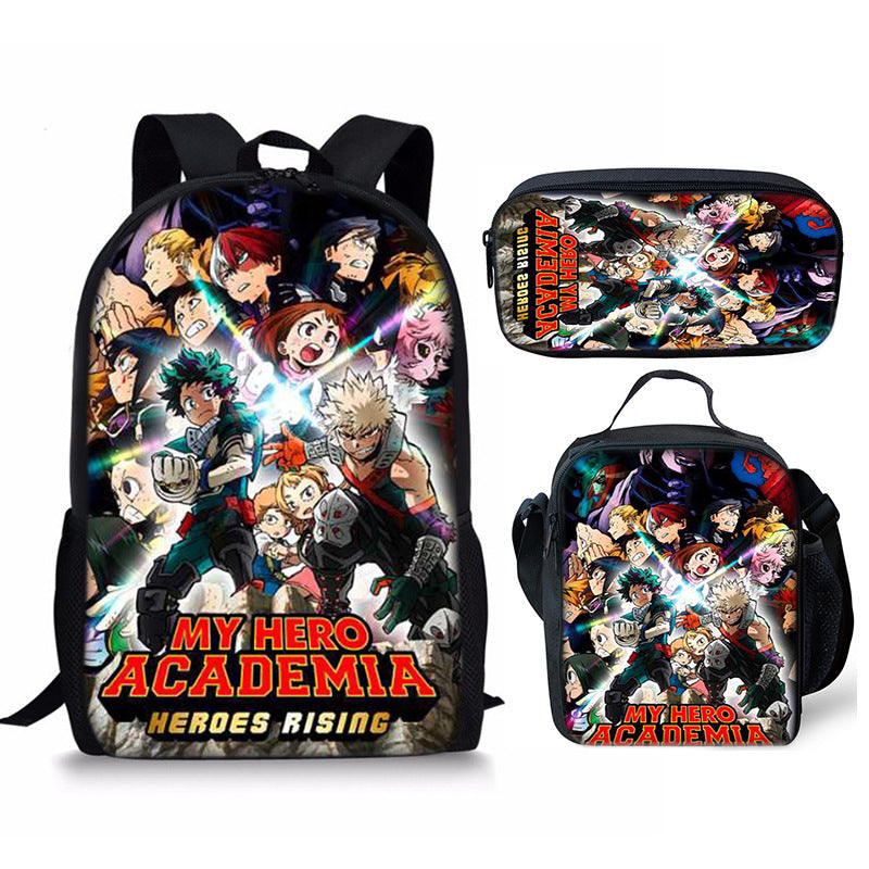 My Hero Academia Schoolbag Backpack Lunch Bag Pencil Case 3pcs Set Gift for Kids Students