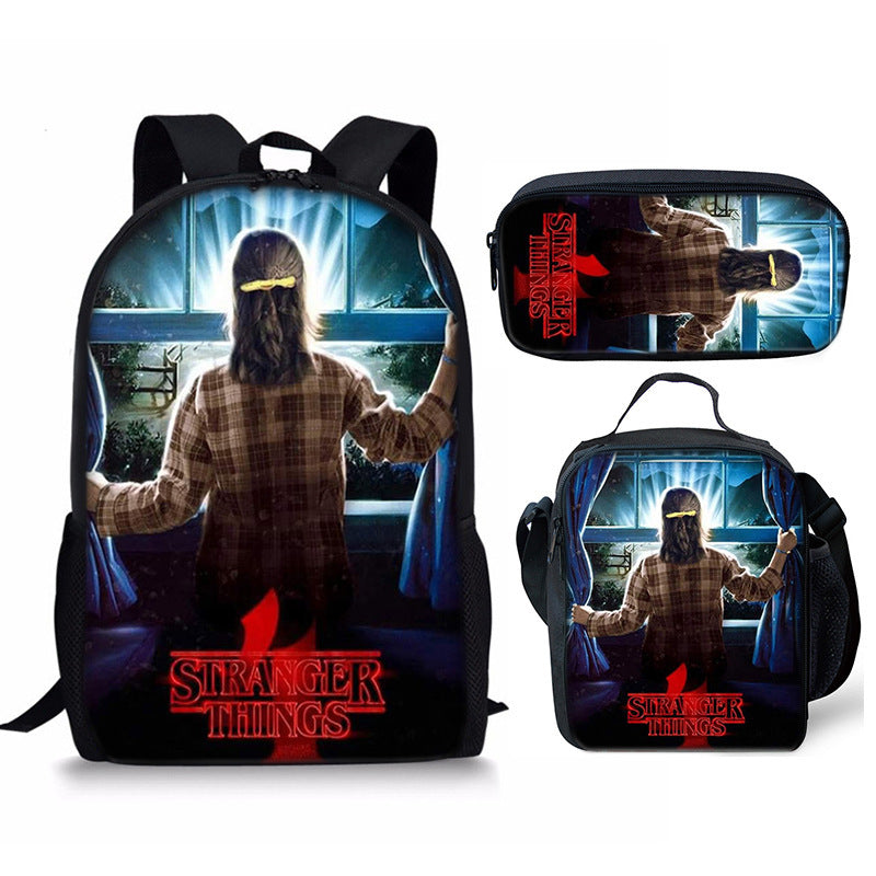 Stranger Things Schoolbag Backpack Lunch Bag Pencil Case 3pcs Set Gift for Kids Students