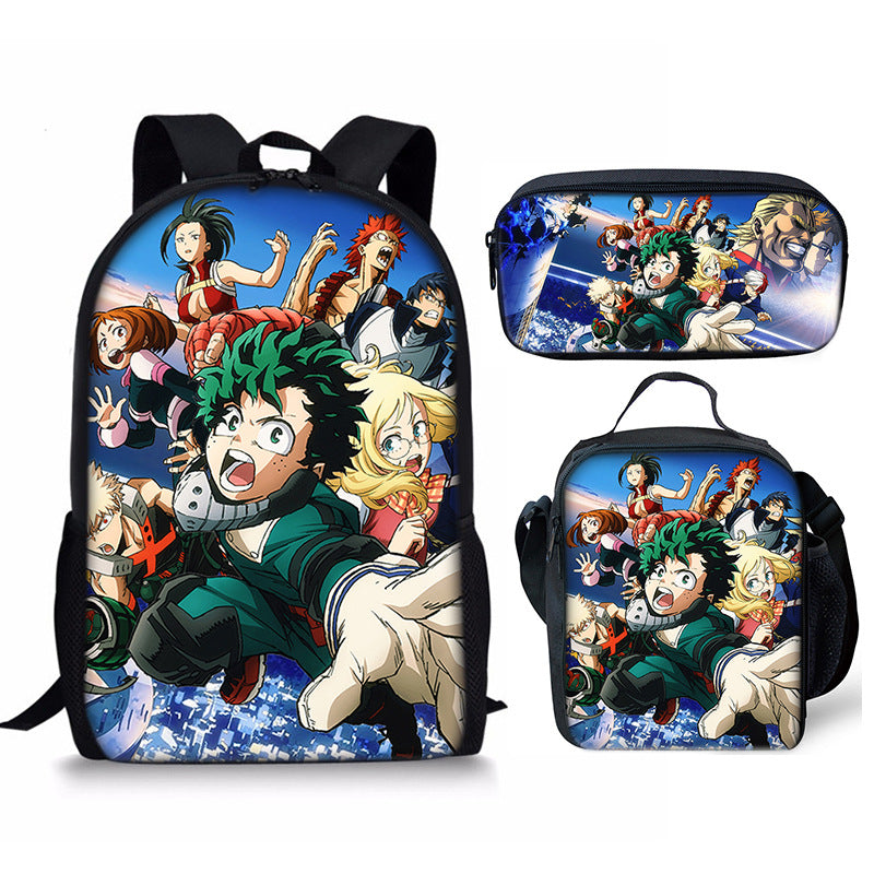 My Hero Academia Schoolbag Backpack Lunch Bag Pencil Case 3pcs Set Gift for Kids Students