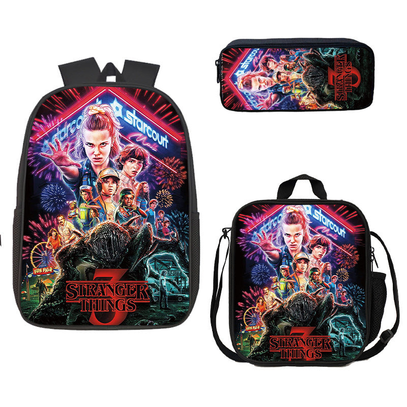 Stranger Things Schoolbag Backpack Lunch Bag Pencil Case 3pcs Set Gift for Kids Students