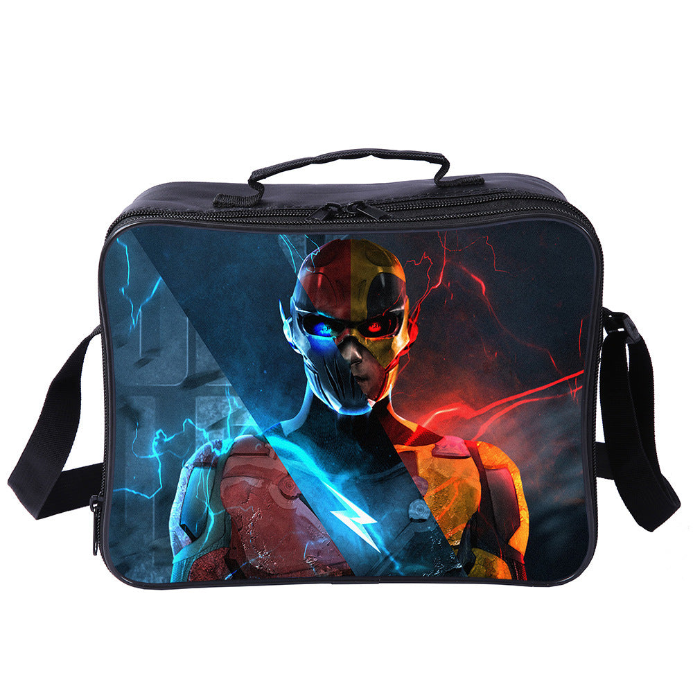 The Flash Superhero PU Leather Portable Lunch Box School Tote Storage Picnic Bag