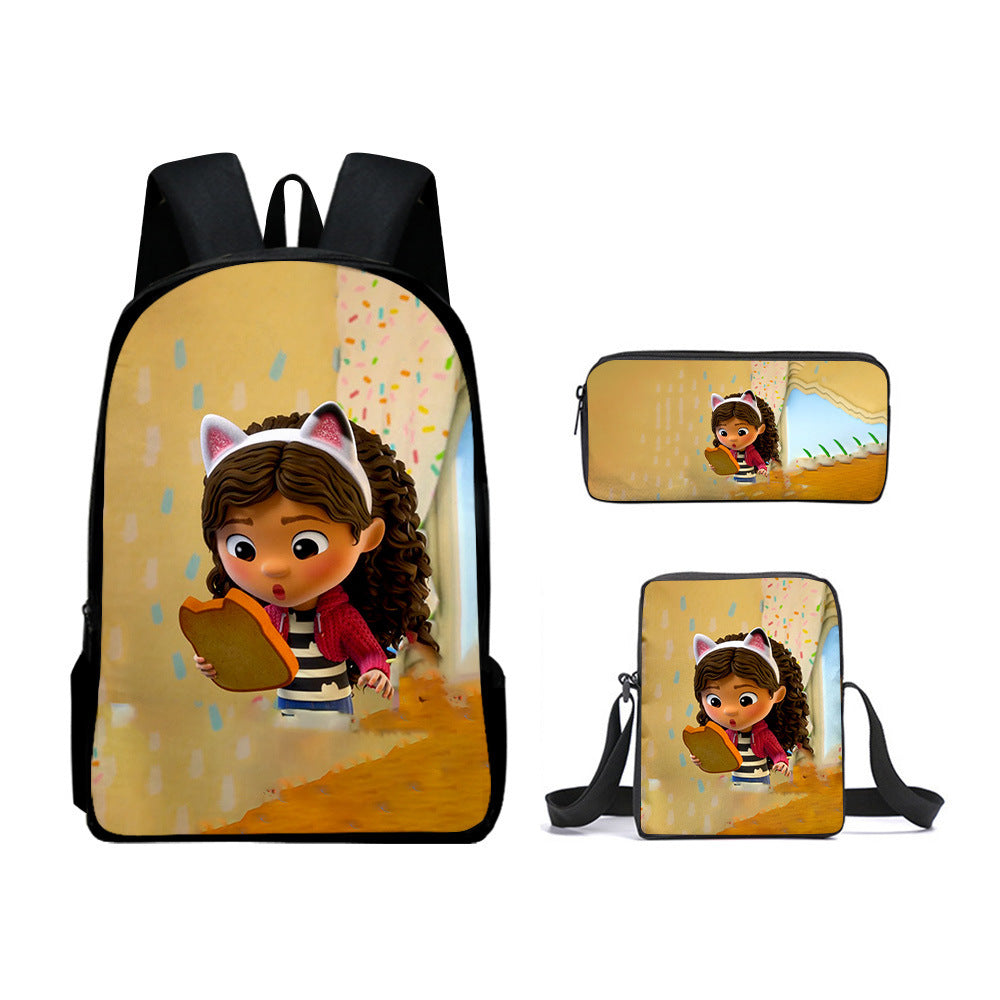 Gabbys Dollhouse Schoolbag Backpack Lunch Bag Pencil Case 3pcs Set Gift for Kids Students