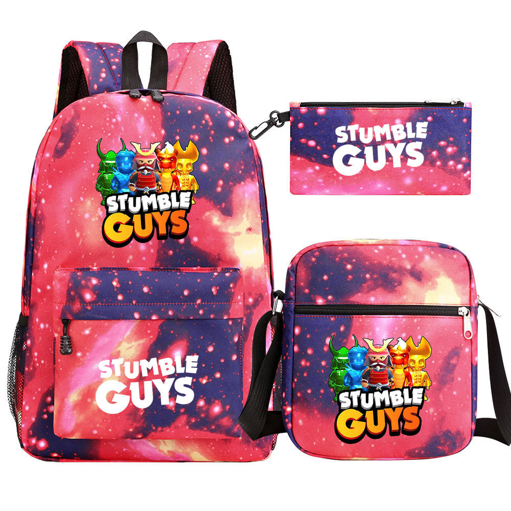 Stumble Guys SchoolBag Backpack Shoulder Bag Book Pencil Bags  3pcs Set